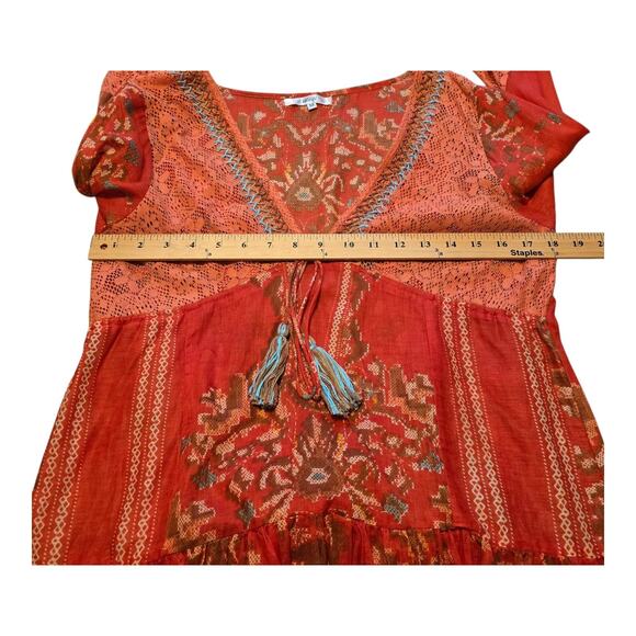 Guadalupe Design Embroidered Boho Top Womens Medium Multicolor Tassels Lace NWT - Picture 8 of 10